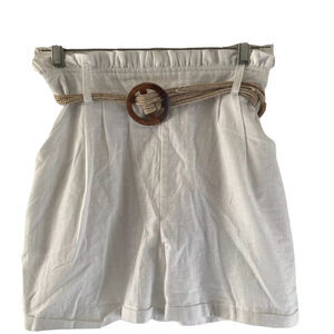 Derek Heart Shorts Womens Small Paper Bag Waist White Rope Belt